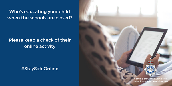 Who is educating your child when the schools are closed? Please keep a check of their online activity #StaySafeOnline